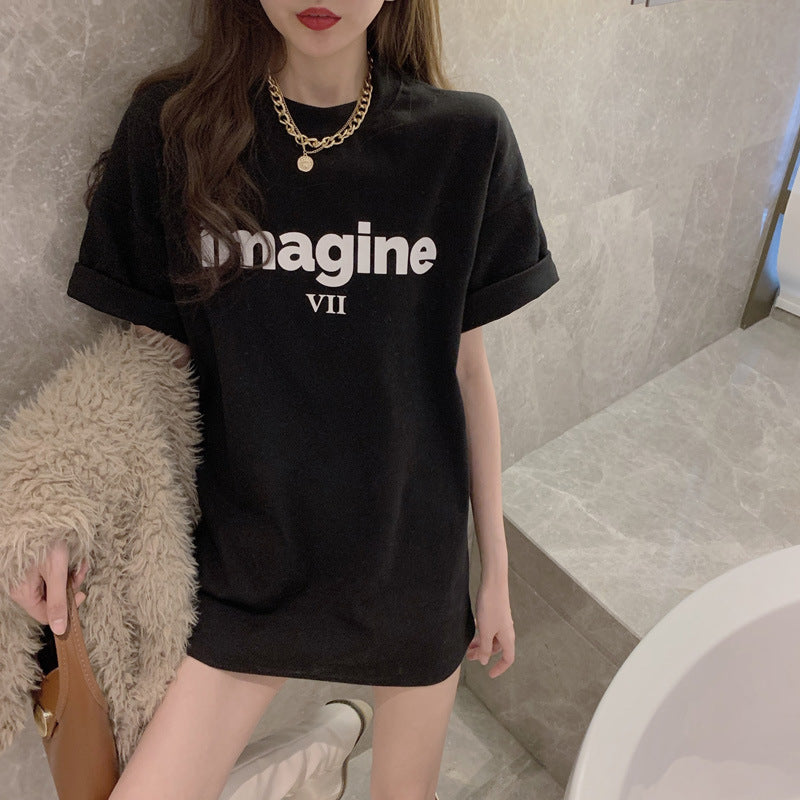Damen Oversized T-Shirt Baumwolle Lässig Weiß