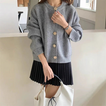 Damen Strickjacke Kuschelig Knopfdesign Modern Eveloria