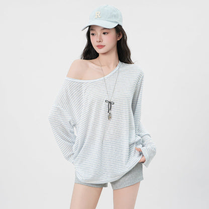Damen Langarmshirt Asymmetrisch Baumwolle Eveloria