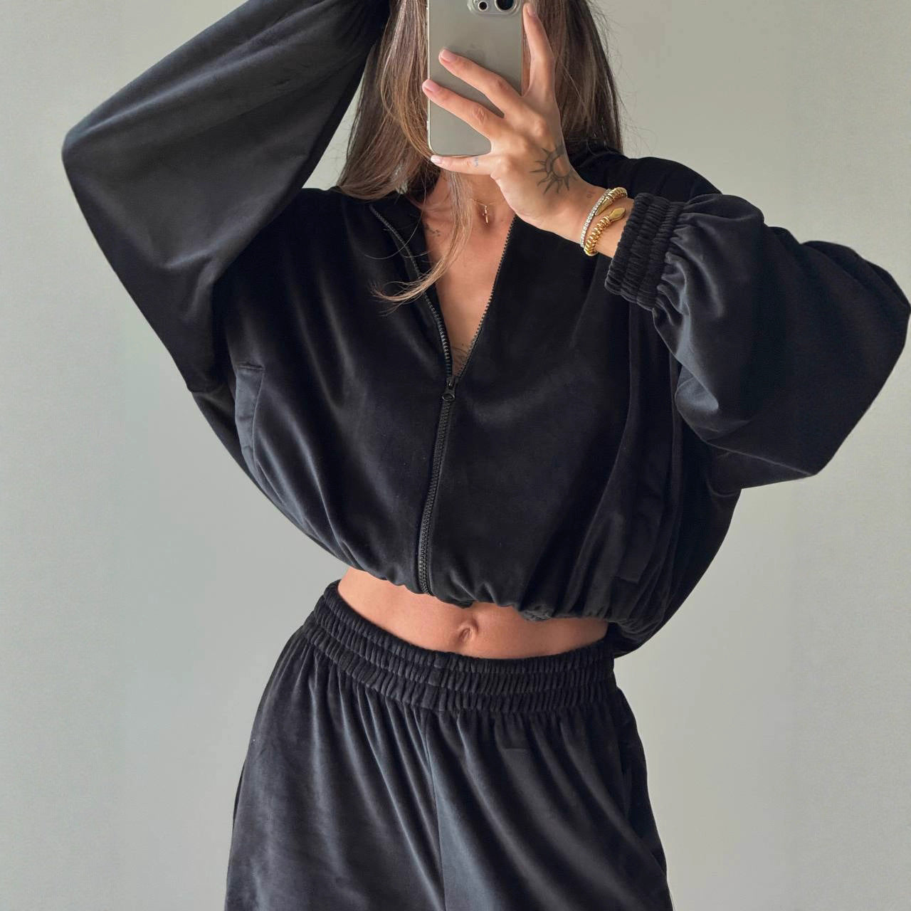 Damen Fleece-Anzug Modern Reißverschluss Weit Schnitt Eveloria