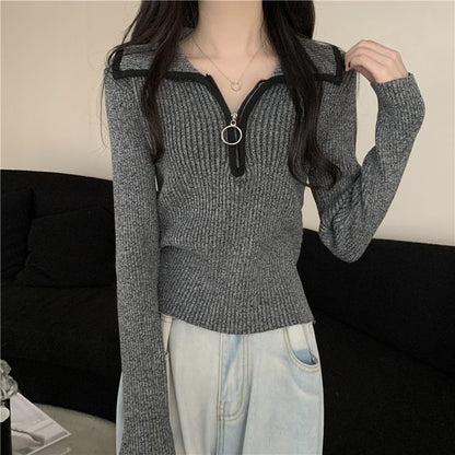 Damen Pullover Rippstruktur Modisch Eveloria