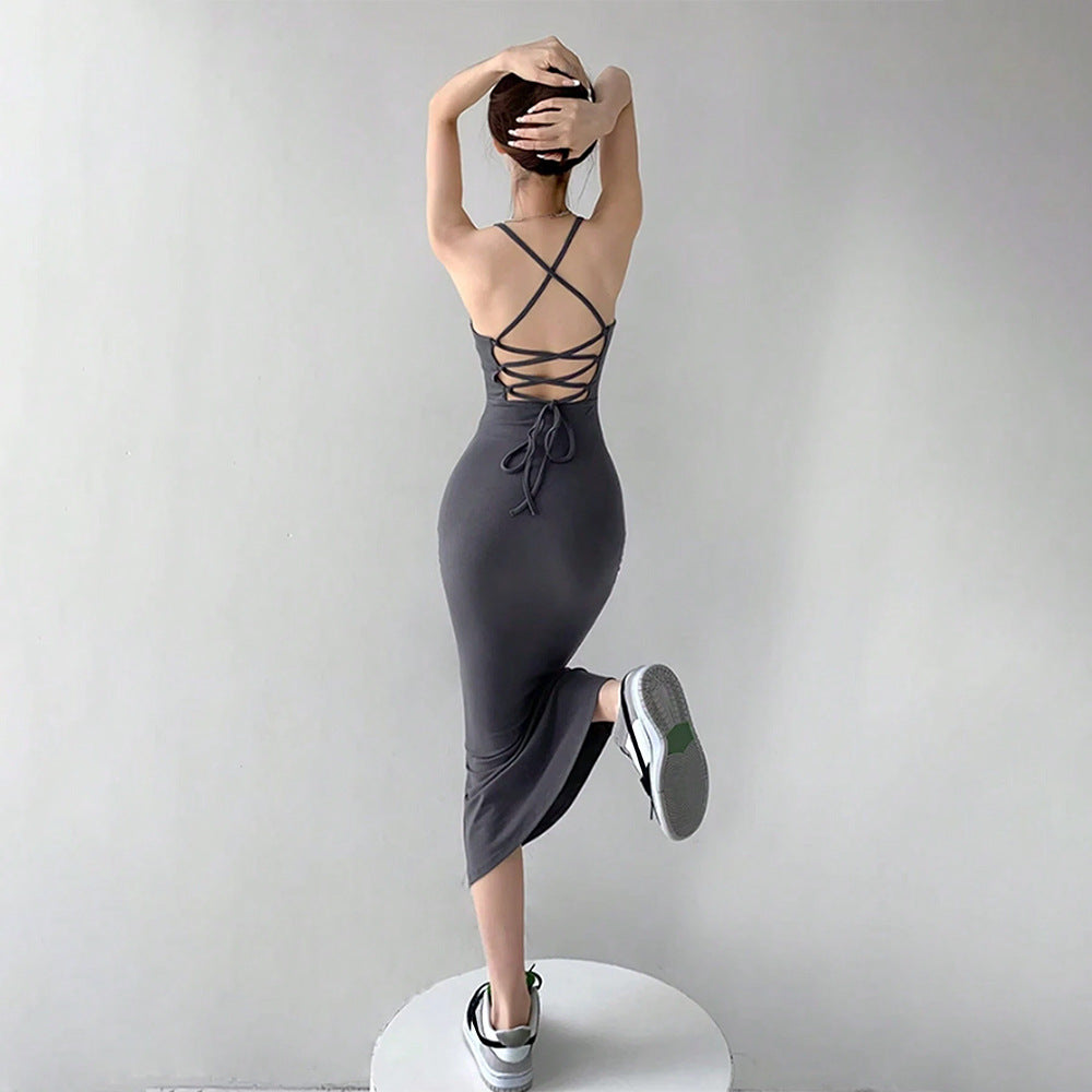 Damen Langarmkleid Spitze Figurbetont Schwarzschnürung - Eveloria