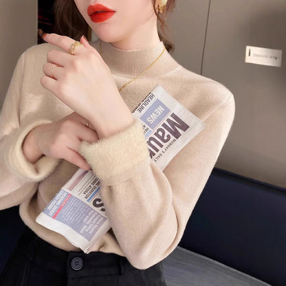 Damen Kurzarm Pullover Rollkragen Lässig Grün Eveloria
