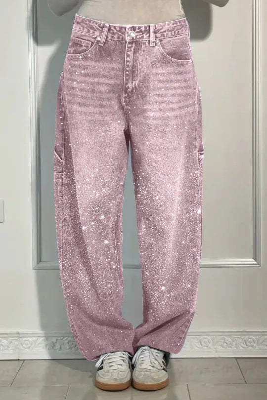 Damen Glitzer-Jeans Baggy-Style Eveloria