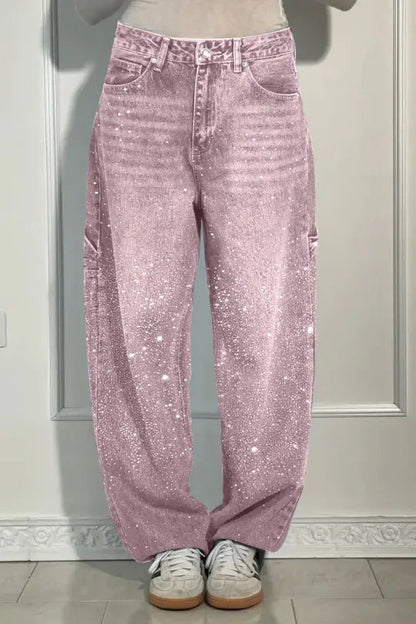 Damen Glitzer-Jeans Baggy-Style Eveloria