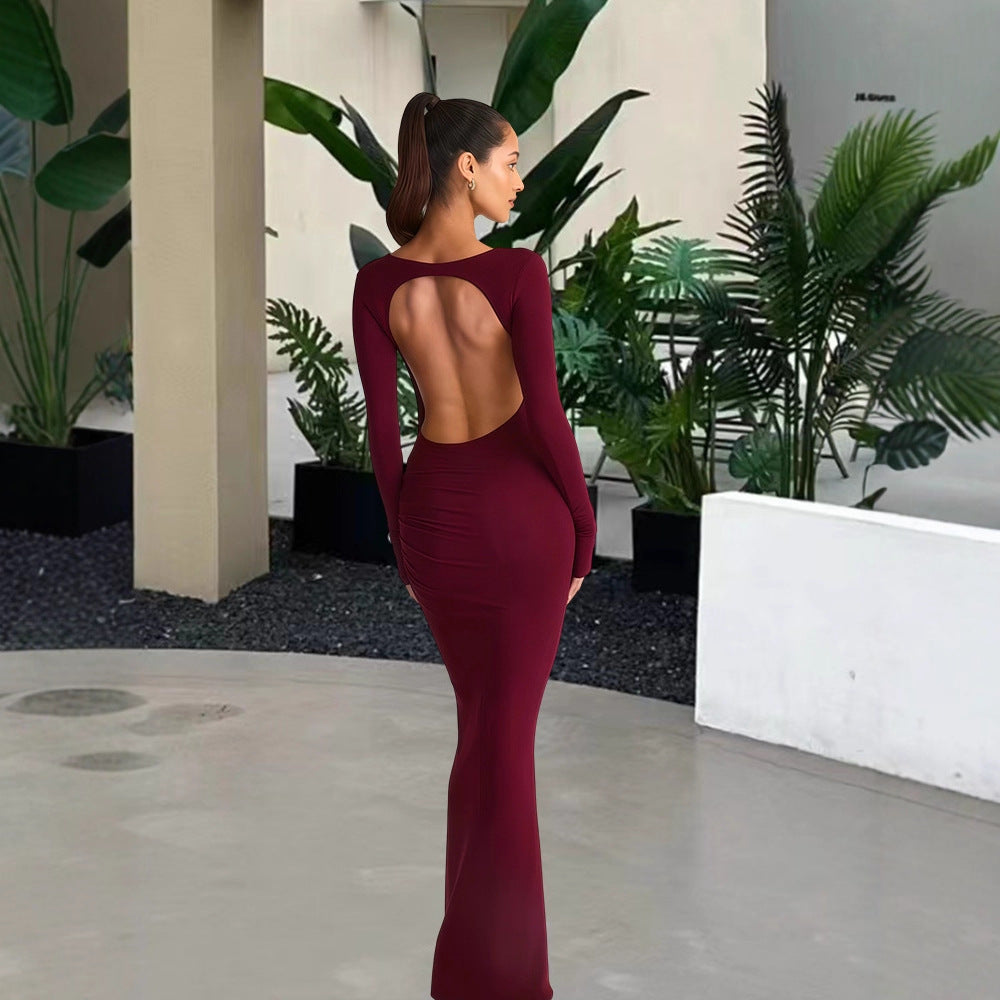 Eveloria Damen Abendkleid Figurbetont Langer Ärmel