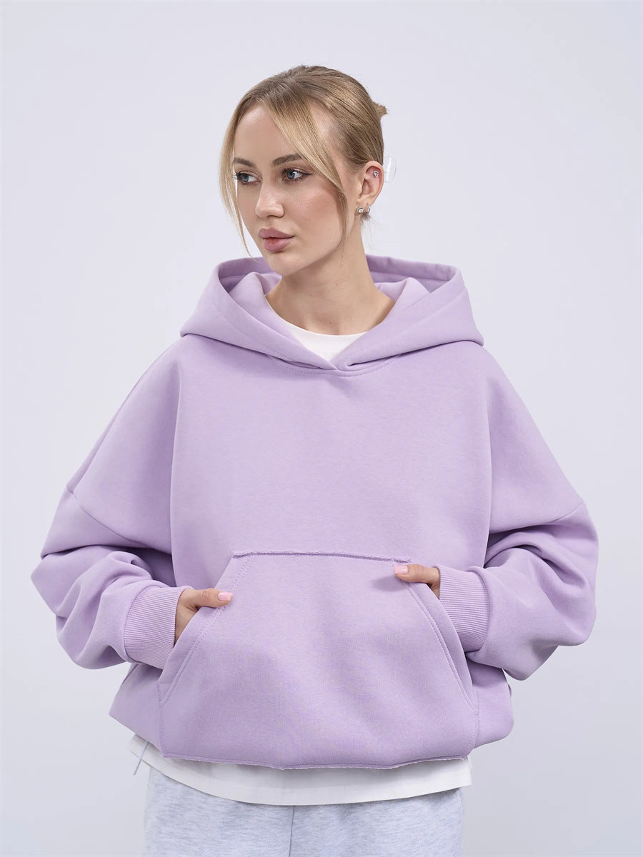 Damen Oversize Hoodie Weiches Innenfutter Kängurutasche Grau Eveloria