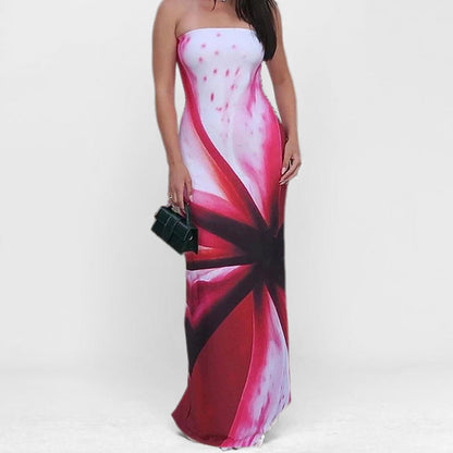 Damen Langärmliges Kleid Blumendesign Eveloria