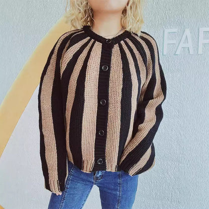 Damen Strickjacke mit vertikalen Streifen Anthrazit