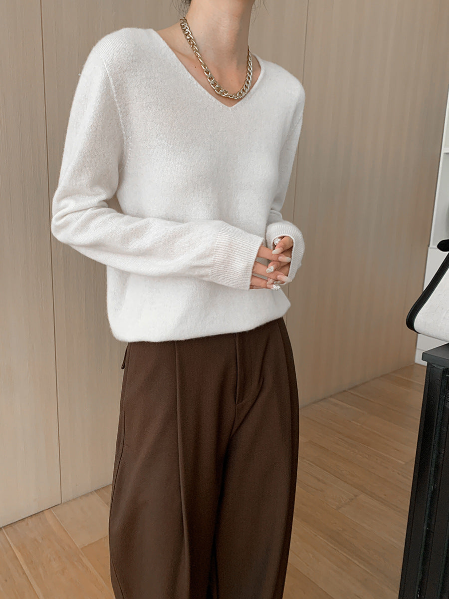 Damen Pullover V-Ausschnitt Weich Evelyn