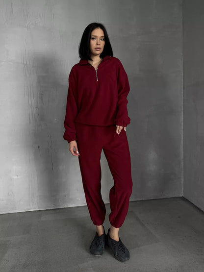 Damen Sportset Sweatshirt Jogginghose Tunnelzug Grau Eveloria