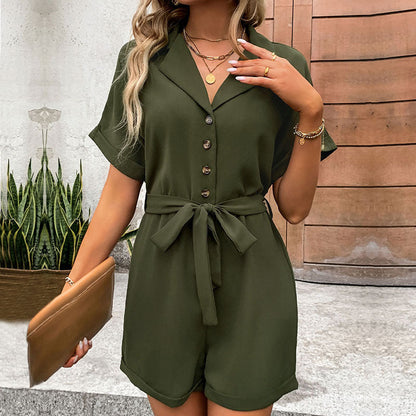 Damen Jumpsuit Weites Design Taillengürtel Eveloria