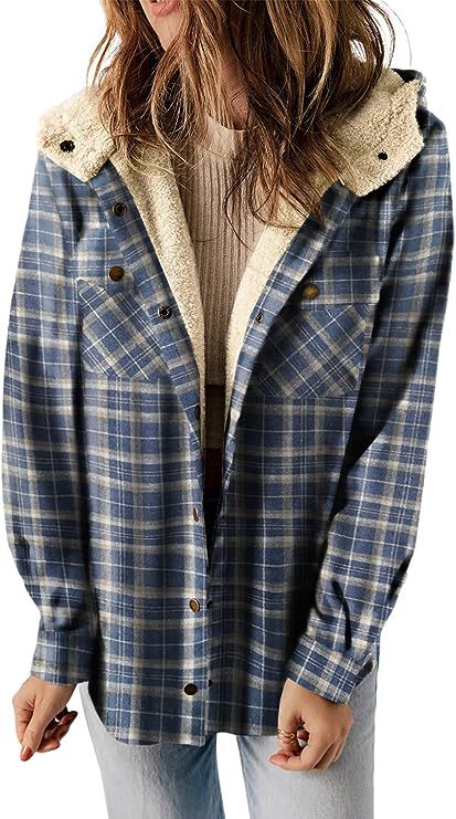Damen Flanelljacke Gefütterte Kapuze Eveloria