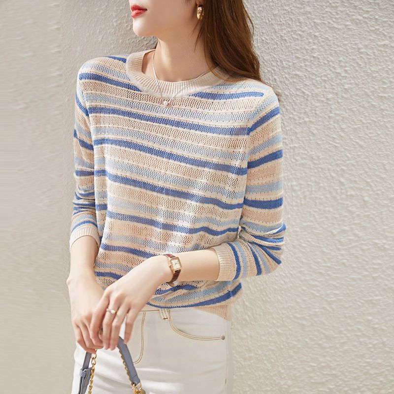 Damen Strickpullover Streifenmuster Eveloria