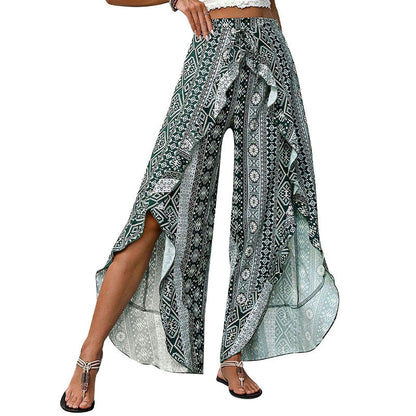 Damen Palazzo-Hose Asymmetrisch Floralmuster