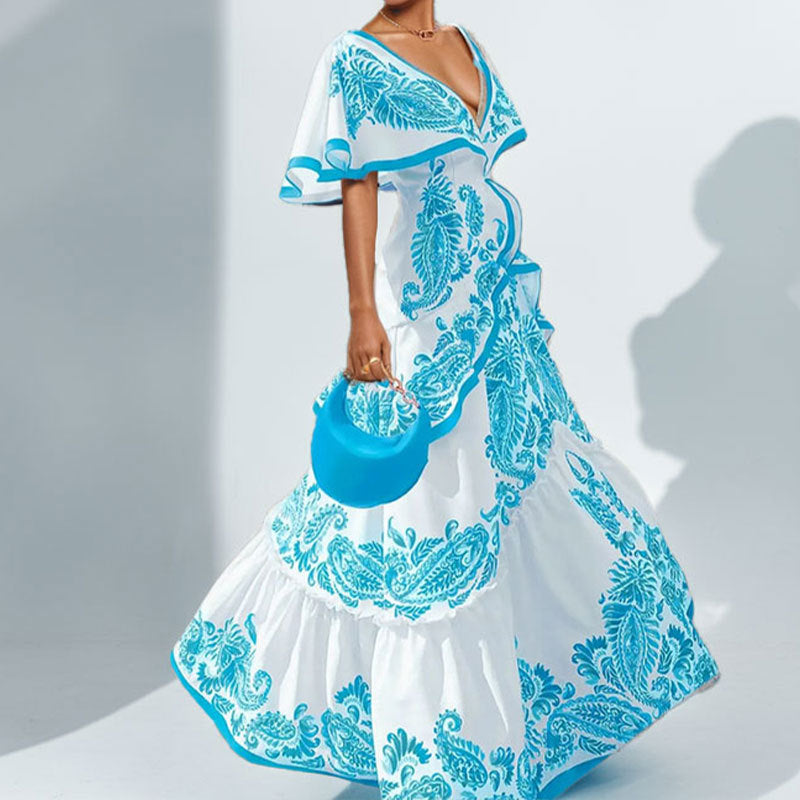 Damen Maxikleid Voluminöse Ärmel Paisleymuster Eveloria - Eveloria