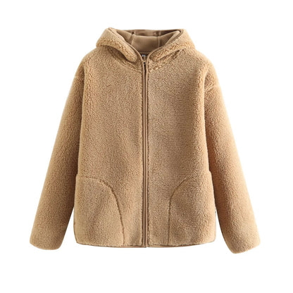 Damen Fleecejacke mit Kapuze und Taschen Kuschelig Eveloria