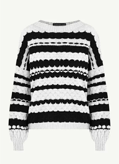 Damen Grobstrickpullover Modernes Muster Lockere Ärmel Eveloria
