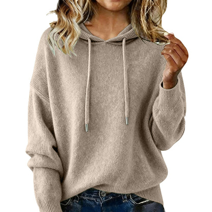 Damen Oversized Kapuzensweatshirt Texturiert Kordelzug Grau