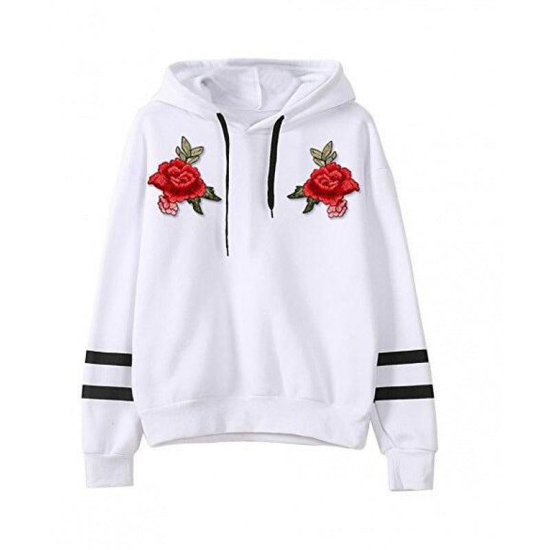 Damen Sweatshirt Rosenstickerei Eveloria
