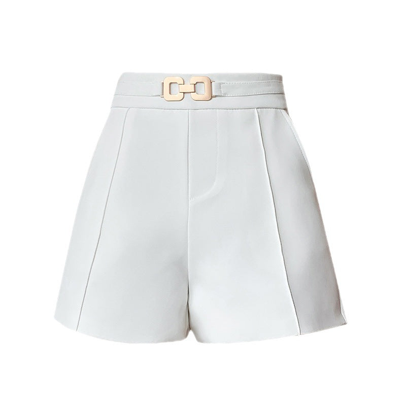 Damen Shorts Hochbund Dekorativer Gürtel