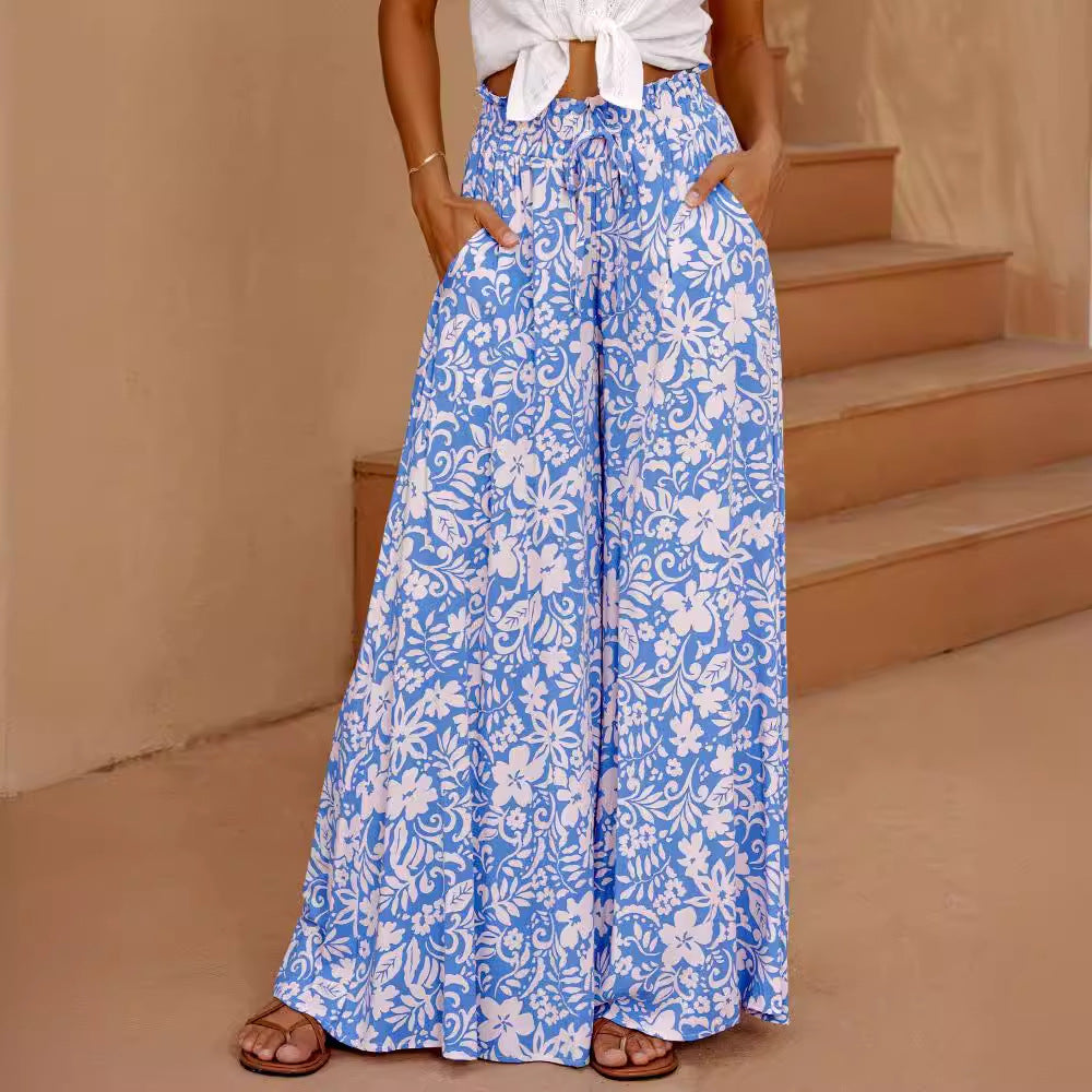 Damen Maxikleid Bunt Geometrisch Lang mit Seitenschlitzen
