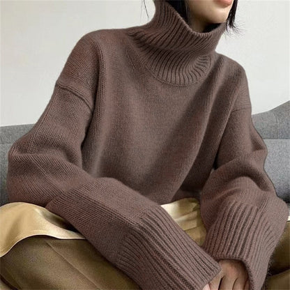 Damen Oversized Rollkragenpullover Weiches Strickmaterial Eveloria