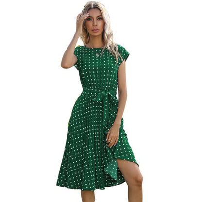 Damen Midi-Kleid Taillierbarer Gürtel Punkte