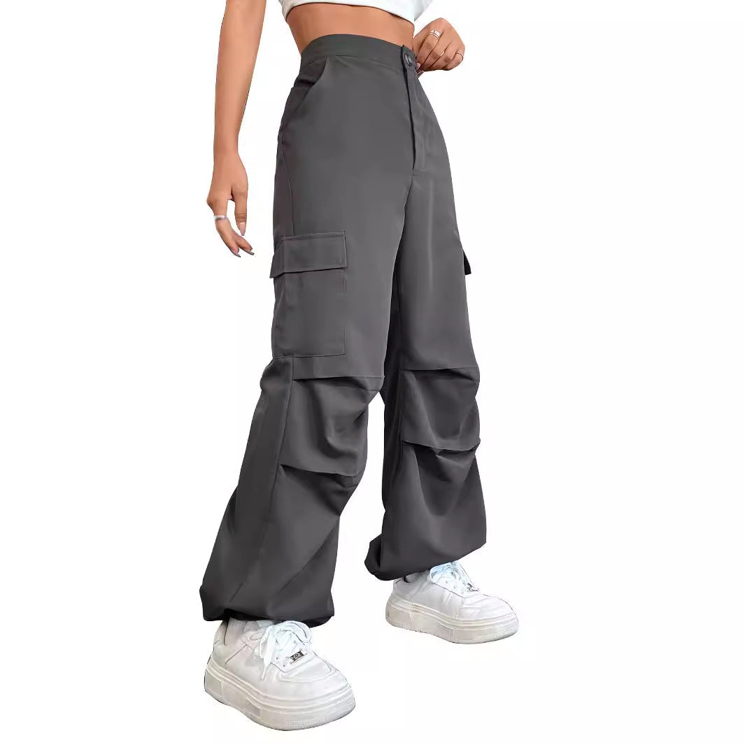 Damen Cargo-Hose Hochbund Seitentaschen Eveloria