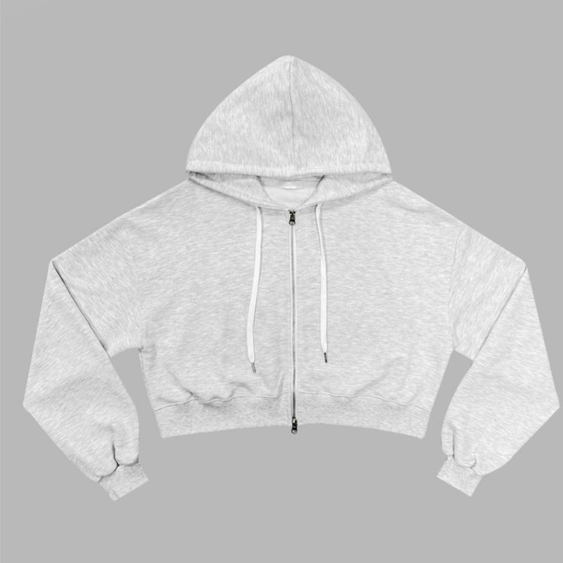 Damen Cropped Kapuzenjacke Reißverschluss Elastisch Eveloria