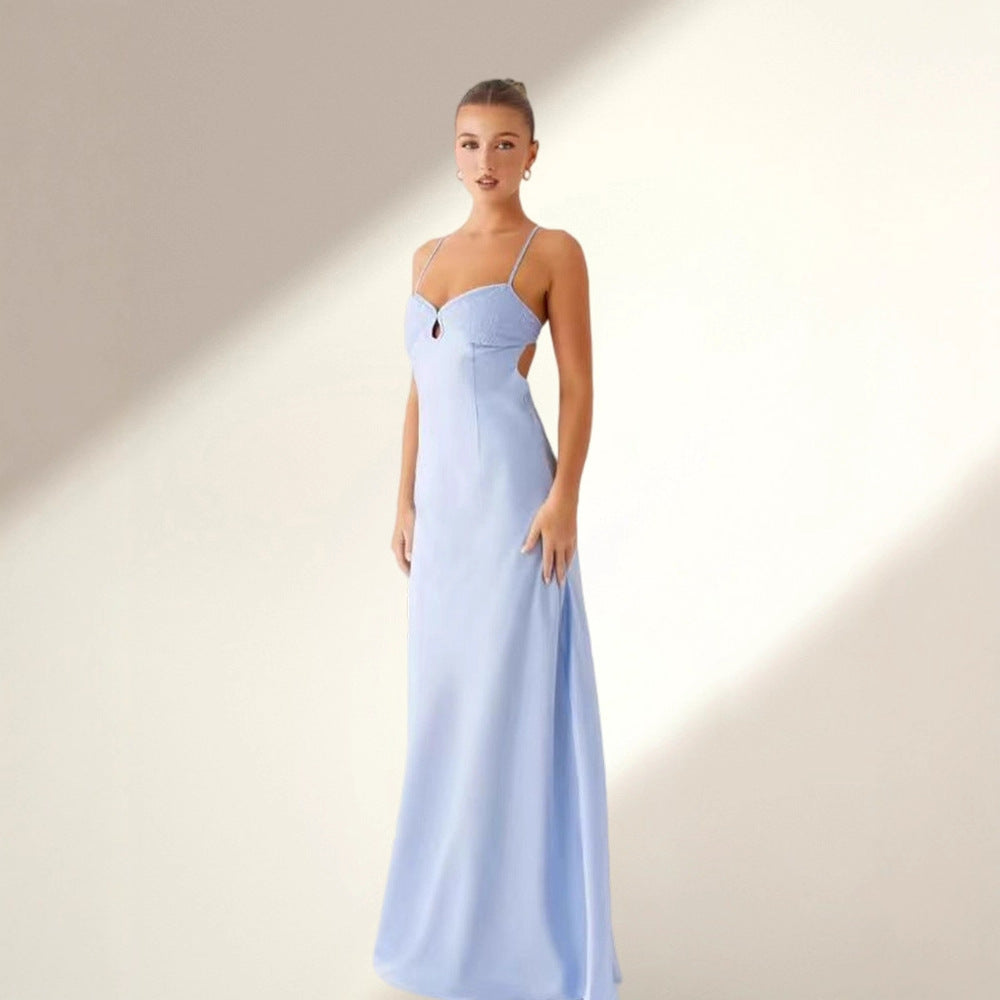 Damen Abendkleid Spaghettiträger Elegant Schlitz