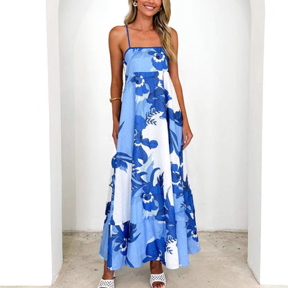 Damen Maxikleid mit Trägern Floralmuster Eveloria