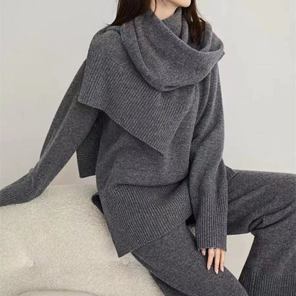 Damen Strickensemble Rundhalsausschnitt Weites Bein Eveloria - Eveloria