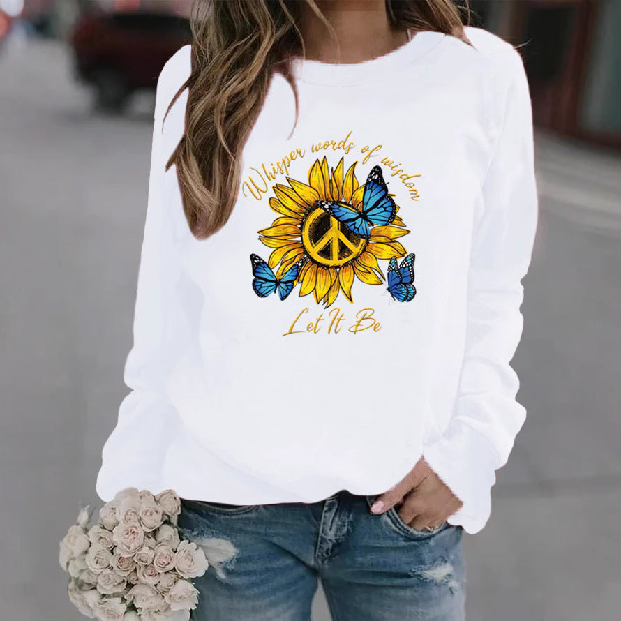 Damen Sweatshirt Sonnenblumen Schmetterling Design Eveloria
