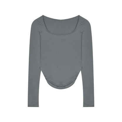 Damen Langarmoberteil Tiefes Dekolleté Figurbetonter Stoff