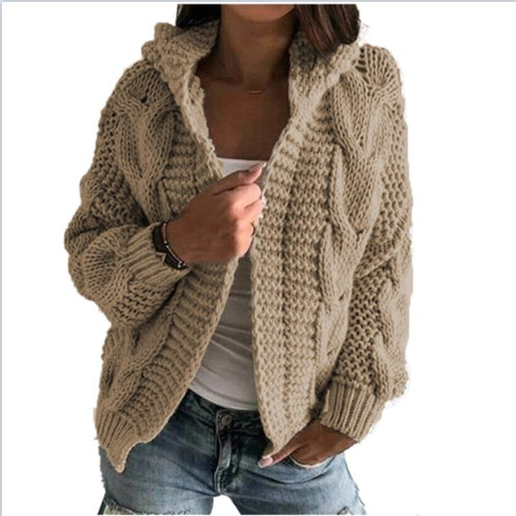 Damen Grobstrick-Cardigan mit Kapuze und tiefen Taschen Eveloria wird