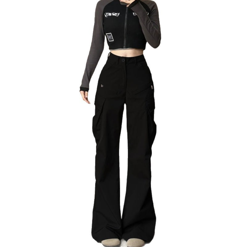 Damen Cargo-Hose Weites Bein Praktische Taschen Eveloria