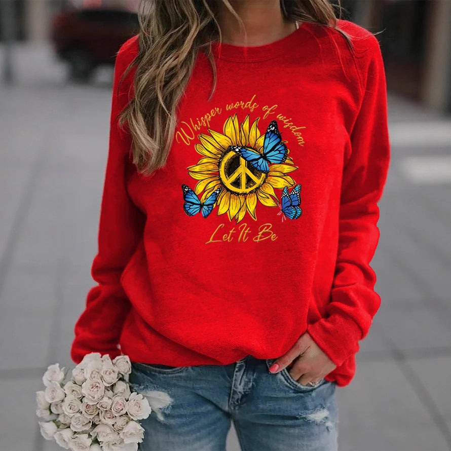 Damen Sweatshirt Sonnenblumen Schmetterling Design Eveloria