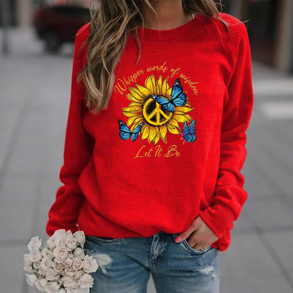 Damen Sweatshirt Sonnenblumen Schmetterling Design Eveloria