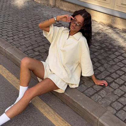 Damen Poloshirt Kleid mit Seitenschlitzen Lässig