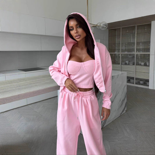 Damen Freizeit-Set Kurzes Oberteil Jogginghosen Bequem - Eveloria