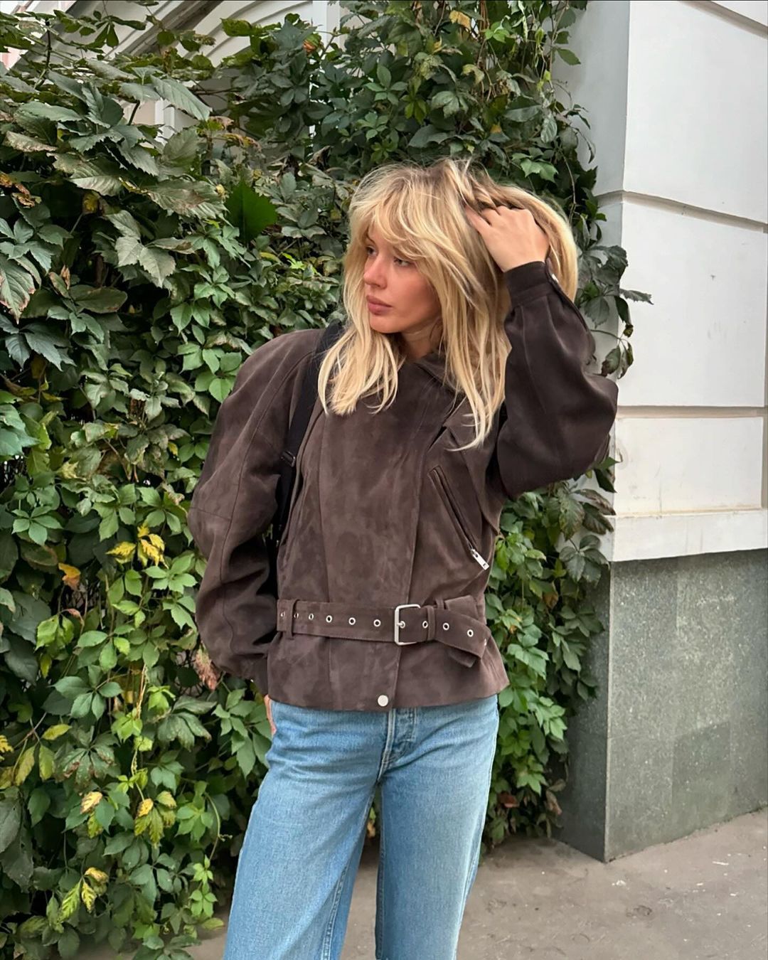 Damen Wildlederjacke Mit Taillengürtel Eveloria