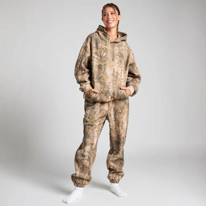 Damen Oversized Kapuzenpullover Camouflage-Design