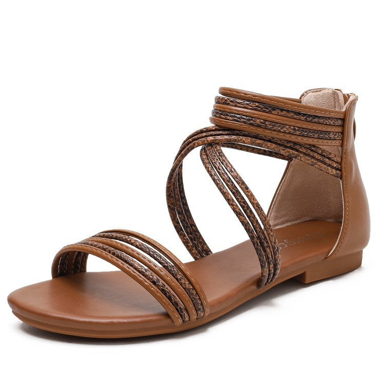 Damen Sommer Sandalen Eveloria Leder Beige - Eveloria