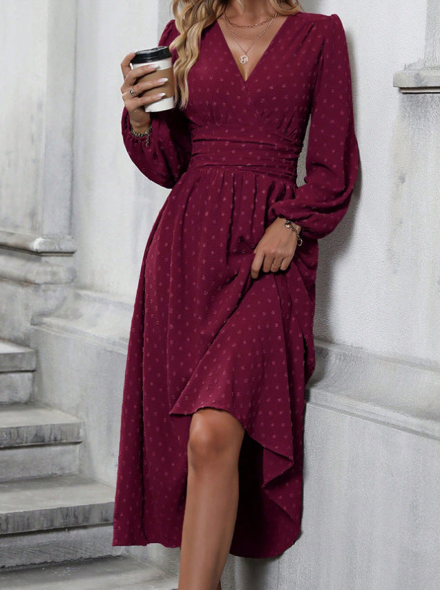 Damen Maxikleid Wickeloptik Elegantes Kleid