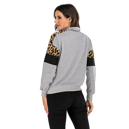 Damen Pullover Tiermuster Hochkragen Eveloria