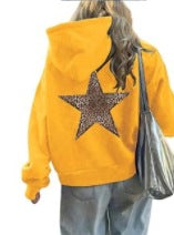 Damen Kapuzenpullover Leopardenstern-Design Eveloria