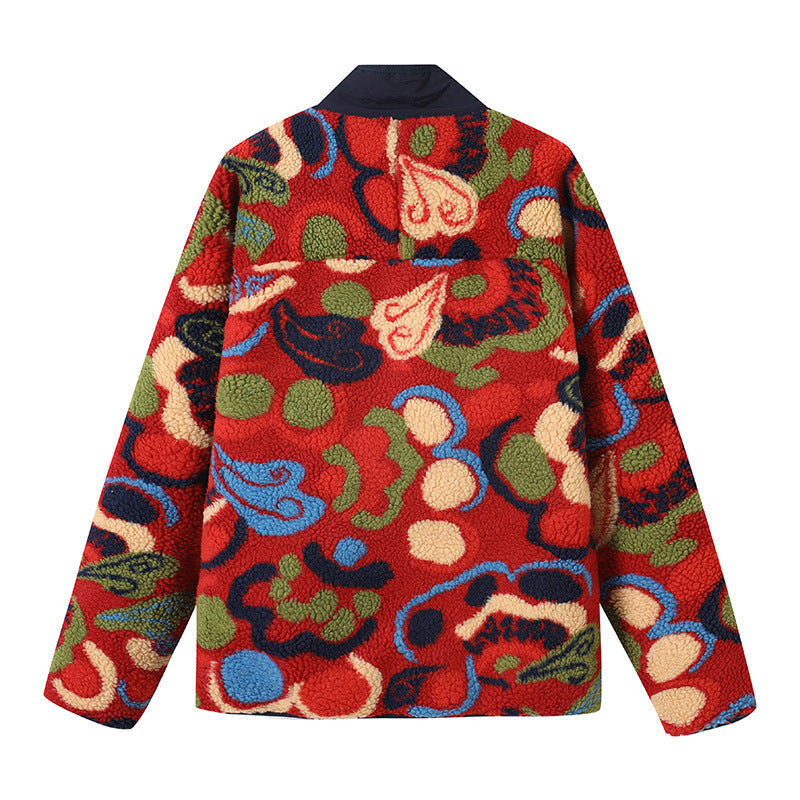 Damen Fleecejacke Bunt Muster Kuschelig Eveloria