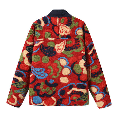 Damen Fleecejacke Bunt Muster Kuschelig Eveloria