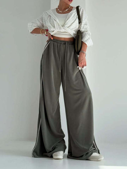 Damen Sporthose Weit Elastischer Bund Seitentaschen Eveloria